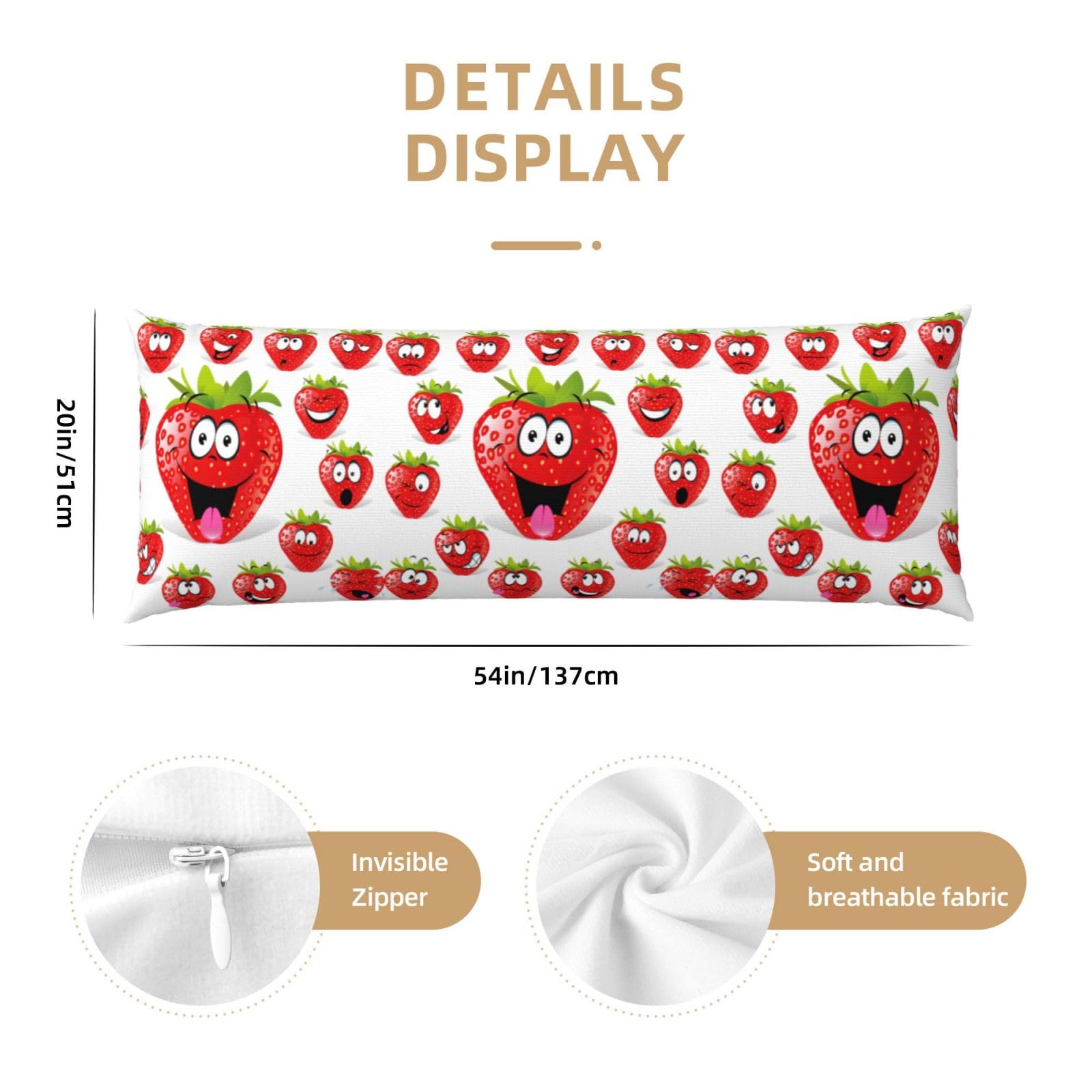 Amazon.com: Smile Funny Strawberry Body Pillow Cover with Zipper